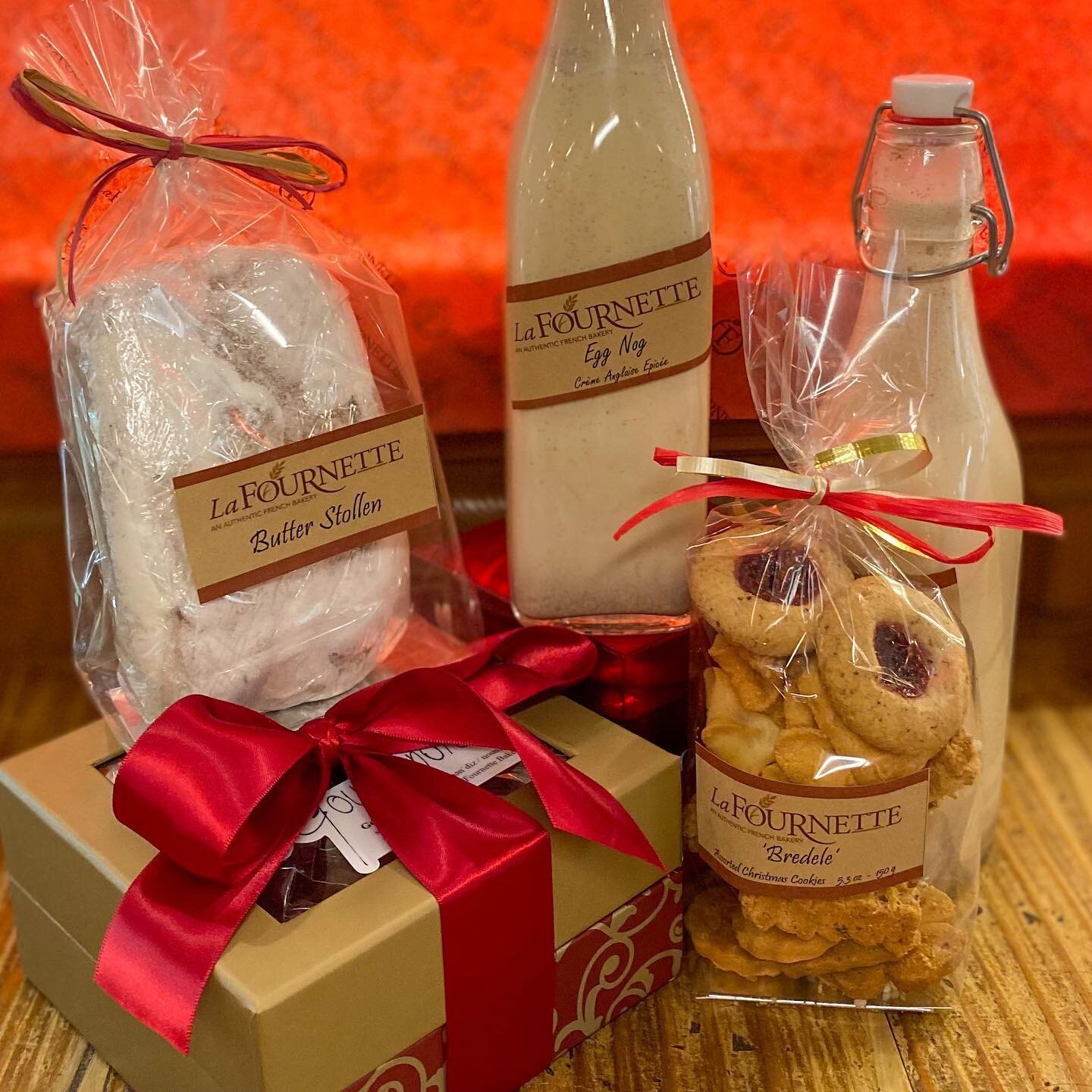Holiday specialties are here! Egg nog, stollen, and Christmas cookies are available starting today. B&ucirc;ches de No&euml;l (Yule logs) will be available starting December 11th.