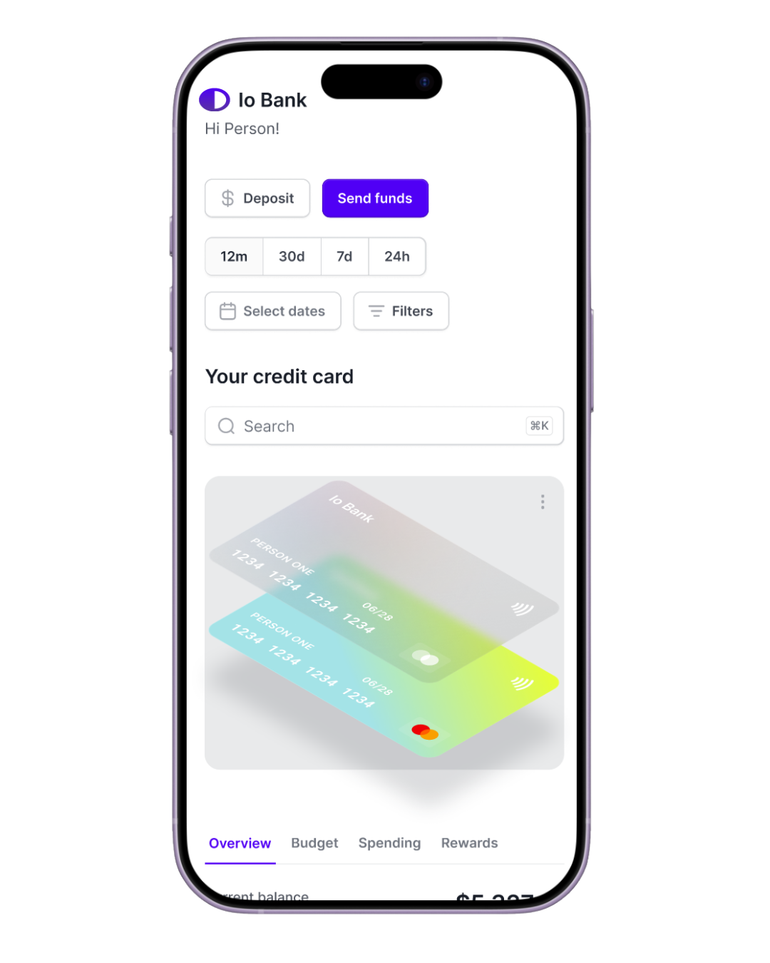 Io Bank app UI design