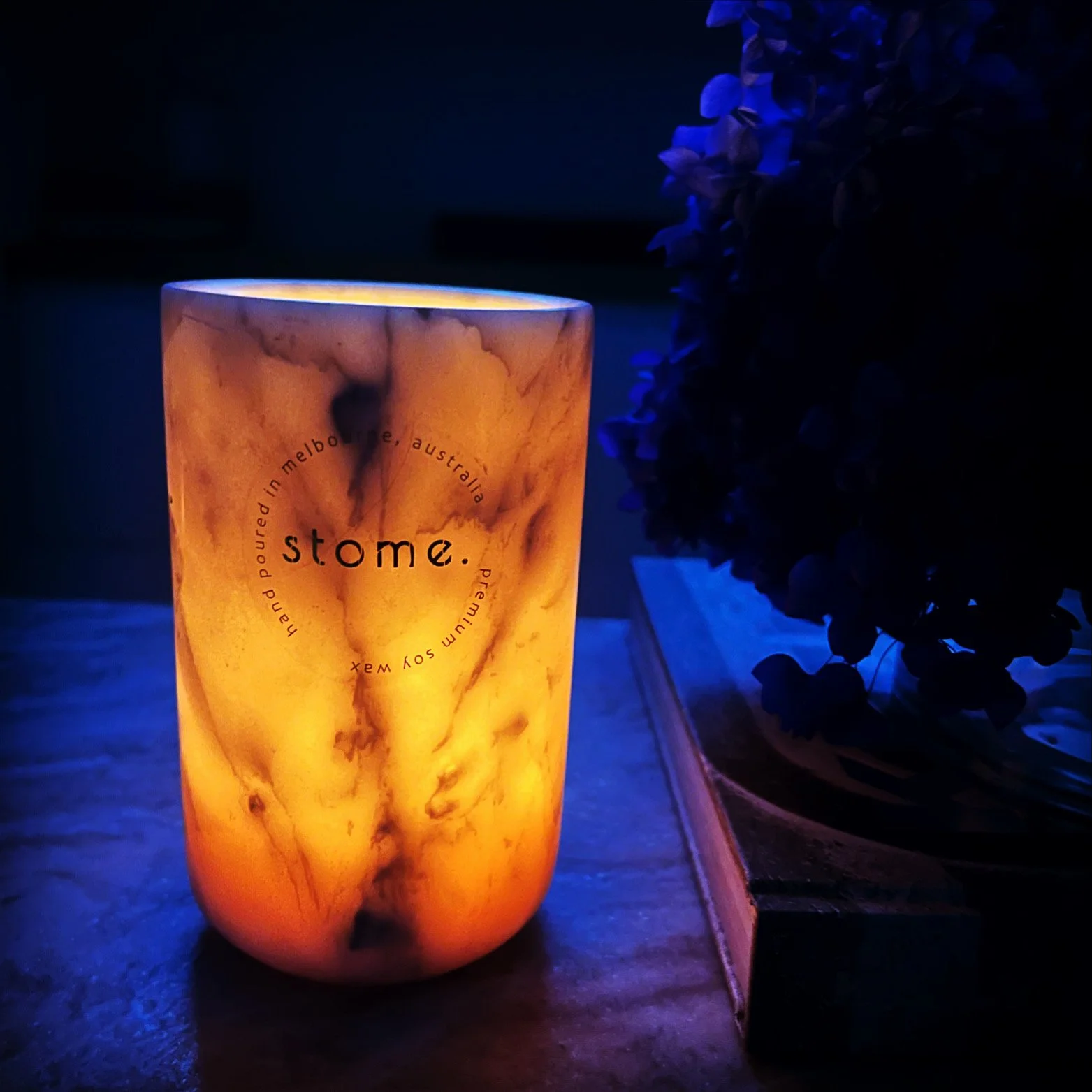 TALL WHITE CARRARA MARBLE CANDLE