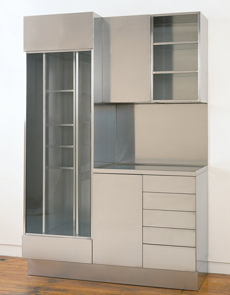 Cold Kitchenette , 1999 , stainless steel and glass , 211 x 140 x 60 cm.