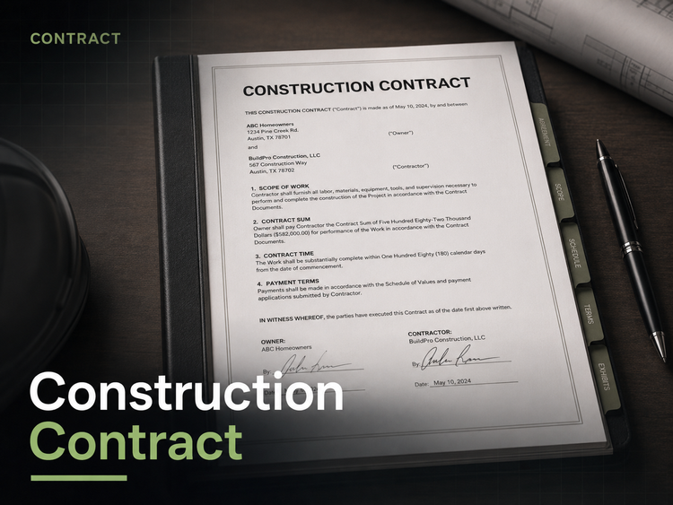 Construction Contract template — construction agreement for builders