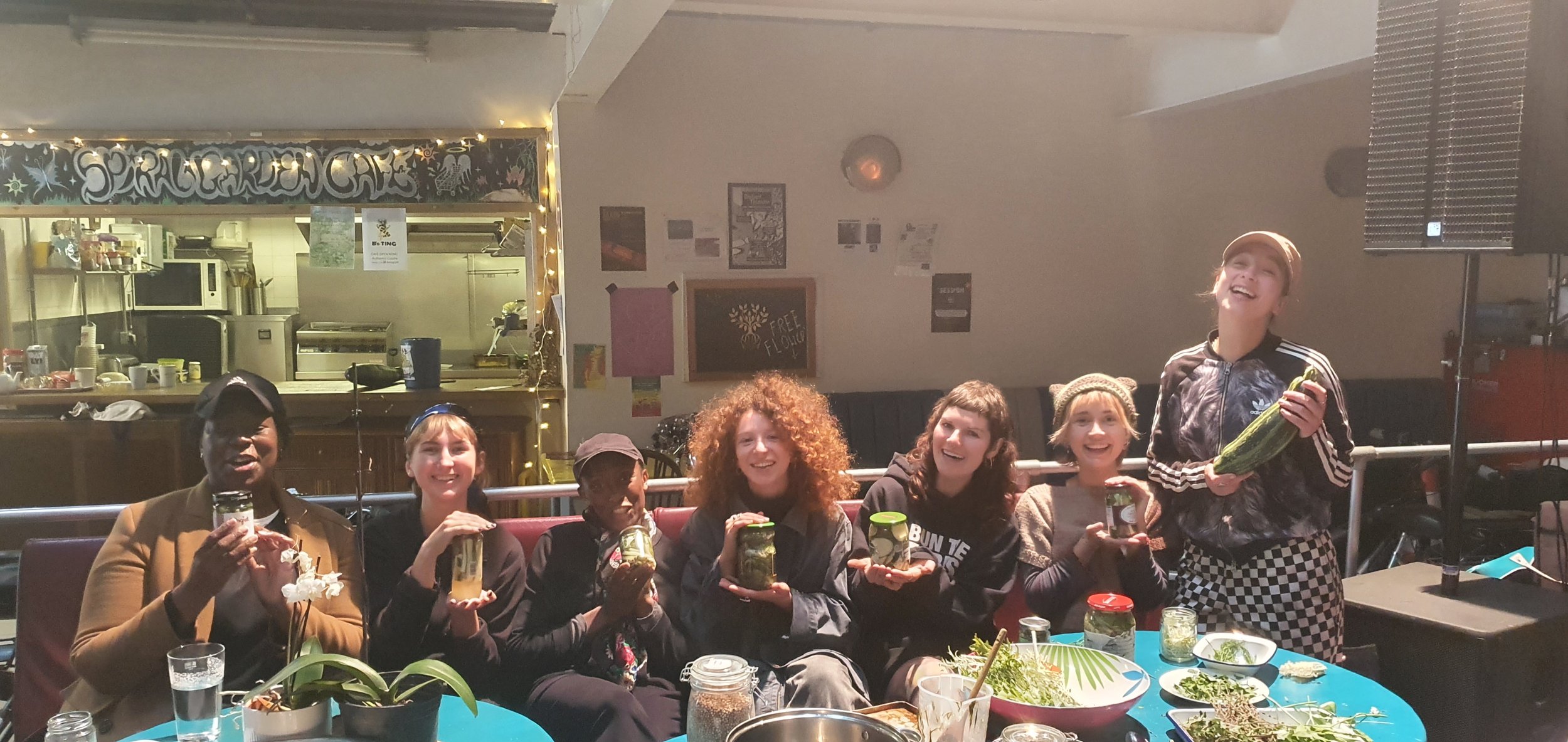 Pickling workshop we hosted at our PAYF café when we had our residency in The Niamos Centre. We received funding from the NHS to support the wellbeing of our community through a safe social space to eat and learn new skills.