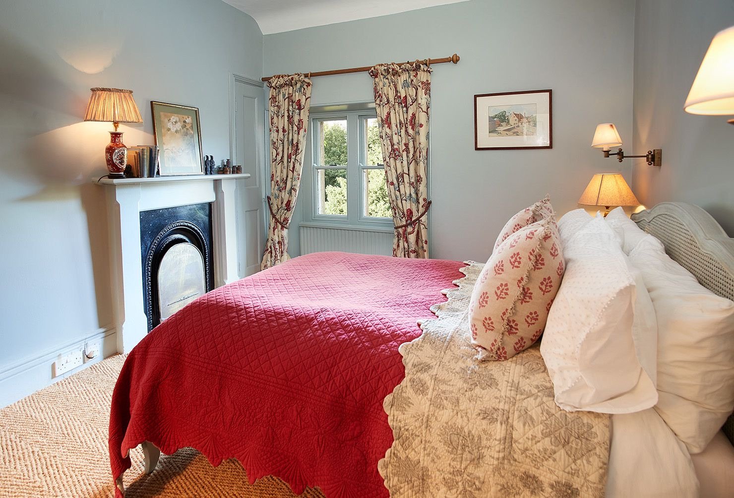 Blue Room: Small double bed (single occupancy). Shares a bathroom with the Nursery Room and Princess Room