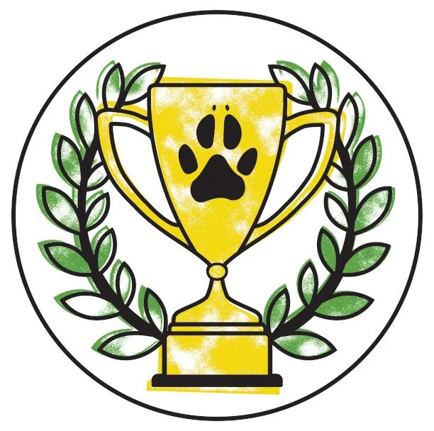 Hand illustrated Animal Champions trophy logo
