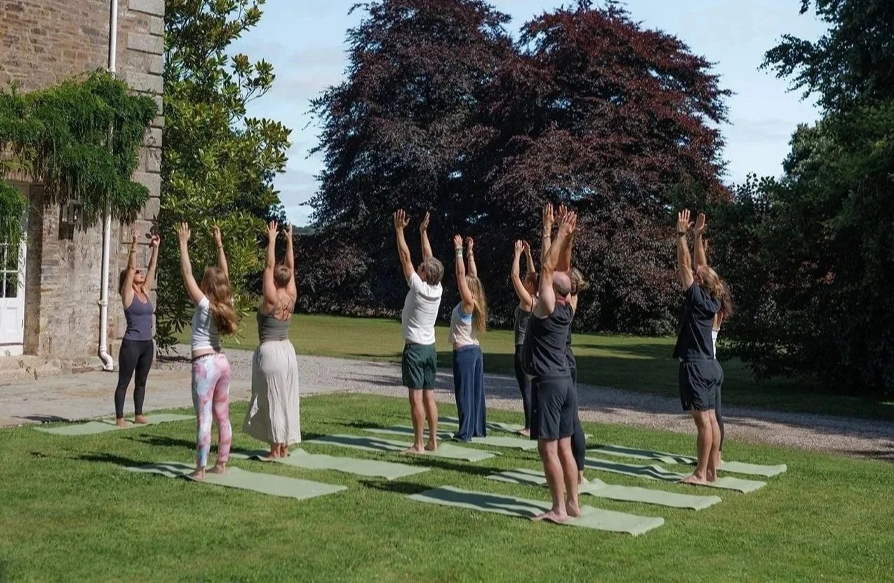 Yoga retreat outside at Boconnion, Bodmin, Cornwall