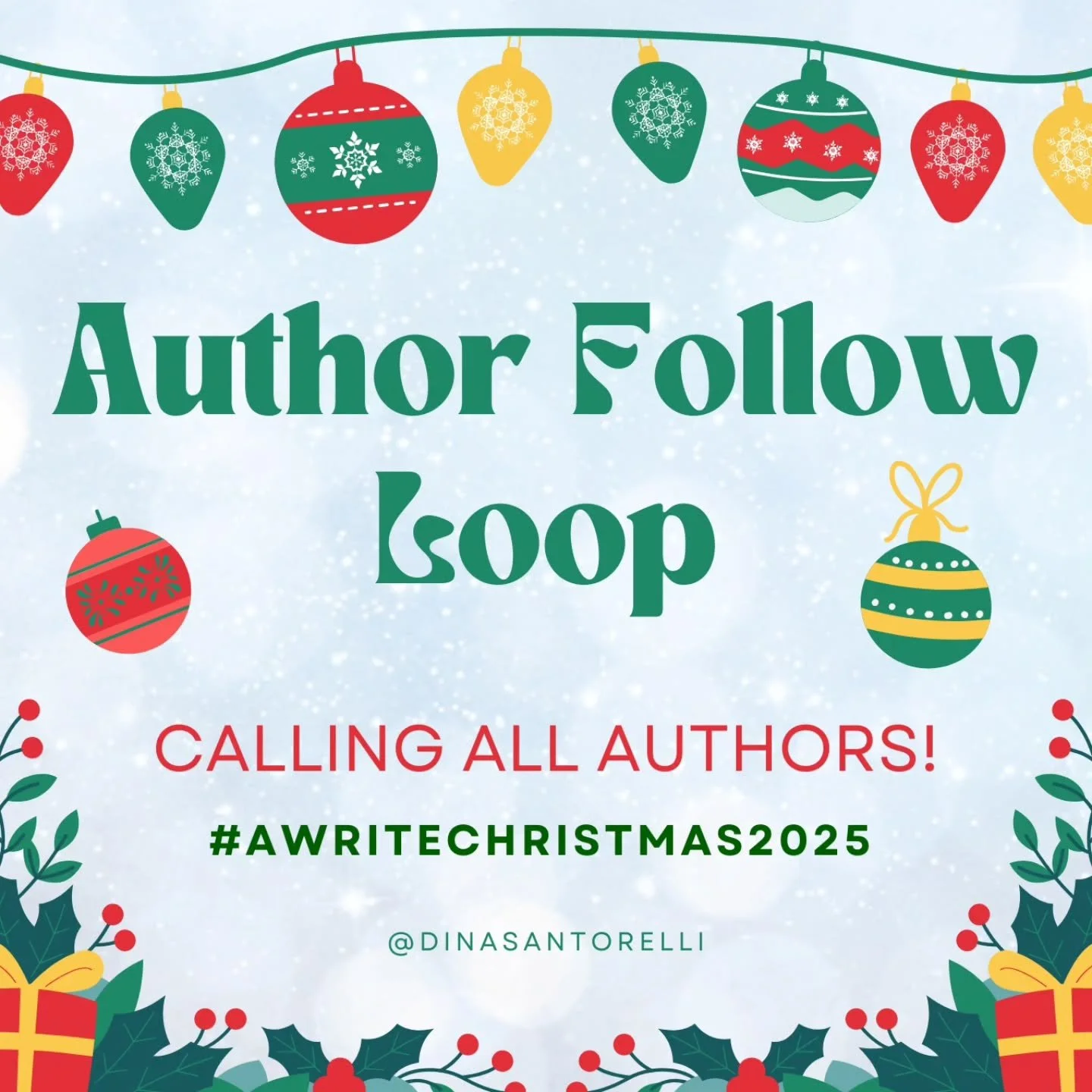 It&rsquo;s that time again, authors! 😊 Let's spread good cheer this holiday season with the #awritechristmas author loop! Now in its eighth year! It's the gift that keeps on giving. 😄🎁 Here's how to join the fun:

1. Like this image.

2. Follow lo
