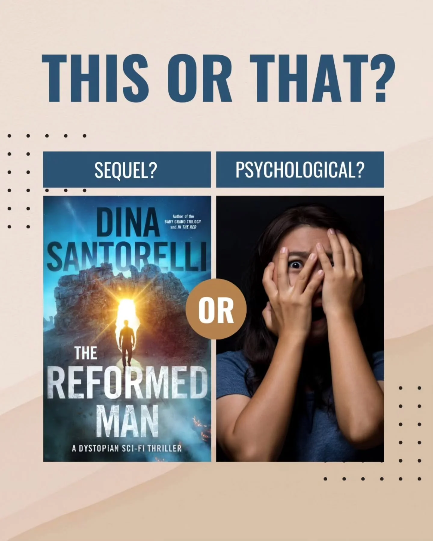 Hello, readers! As I gear up to start writing the sequel to The Reformed Man, I find I can't get an idea for ANOTHER thriller, a psychological thriller, out of my mind. My dilemma: Do I go forward with the sequel or do I hold off and write this other
