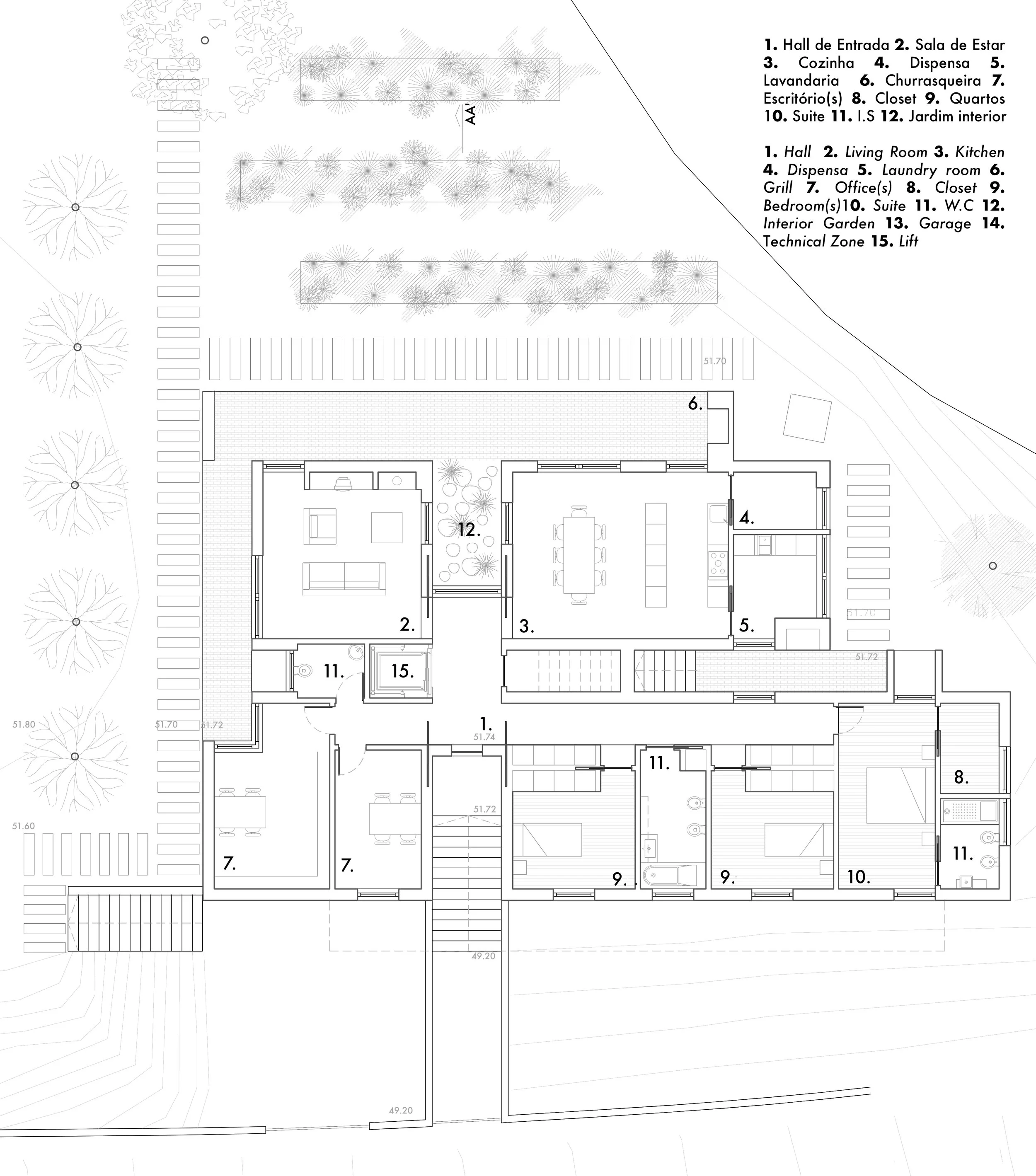 Planta do piso 1. First floor plan.