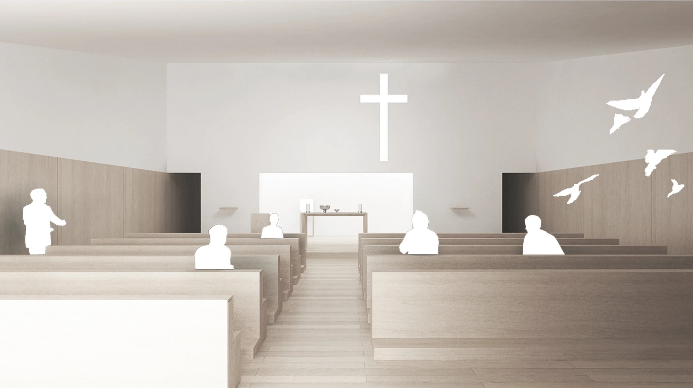 Vista da nave para o altar. Insite view.