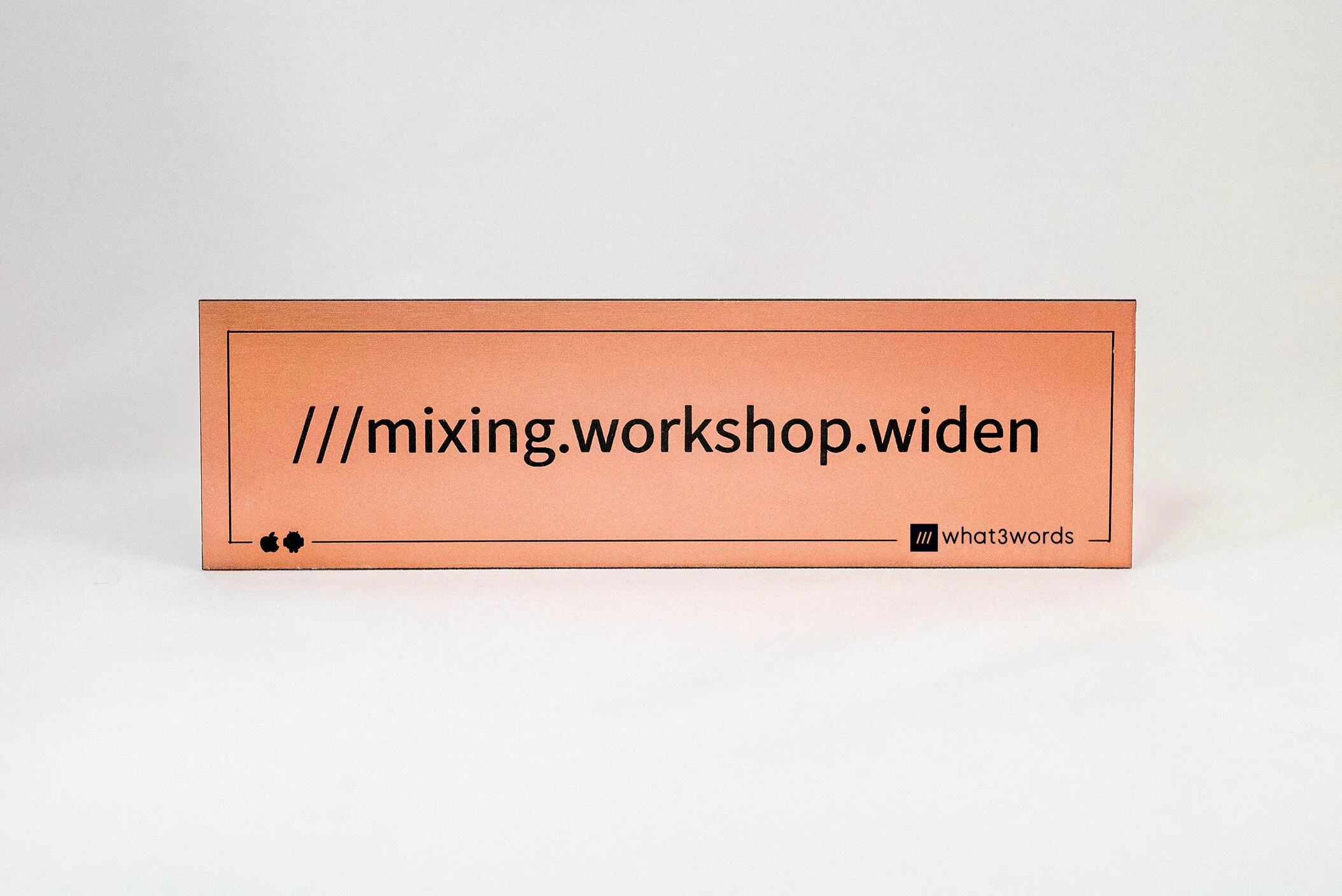 Metallic what3words sign