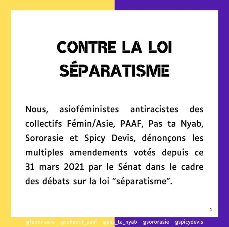 Communiqué : Contre la loi séparatisme