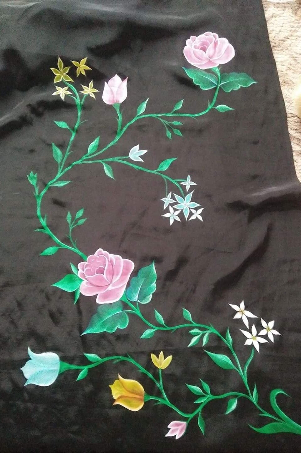 silk painting indian fabric