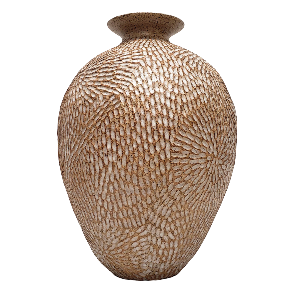 Seed Pod Delphinium Vessel - White Gold - Round Rim