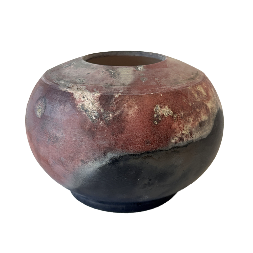 Ferric Cherry Orb Vessel, Smoke-Fired