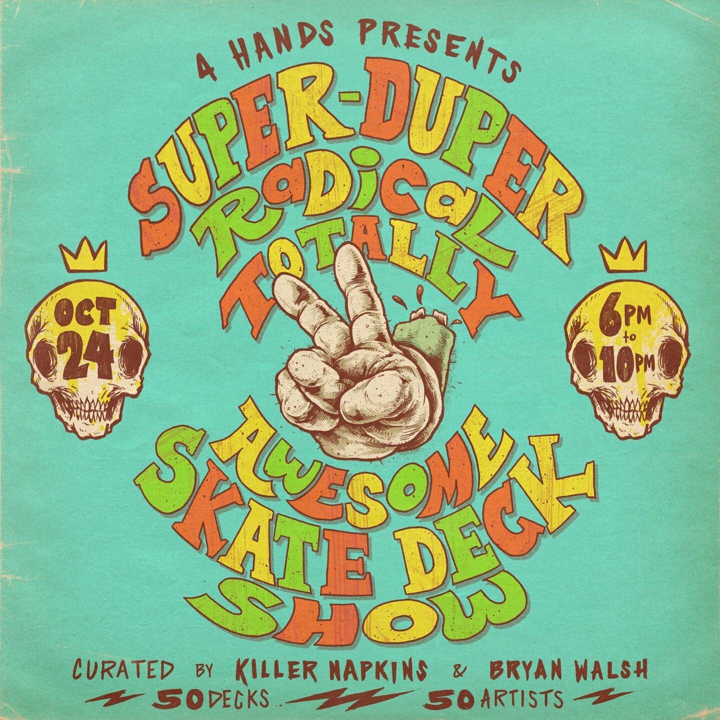 Excited to be part of this show for the second year! Can&rsquo;t wait to see all the decks! Thanks to @4handsbrewingco @killernapkins and @bryanwalshart for curating. #superduperradicaltotallyawesomeskatedeckshow2 #4handsbrewing #skatedeckshow #stlou