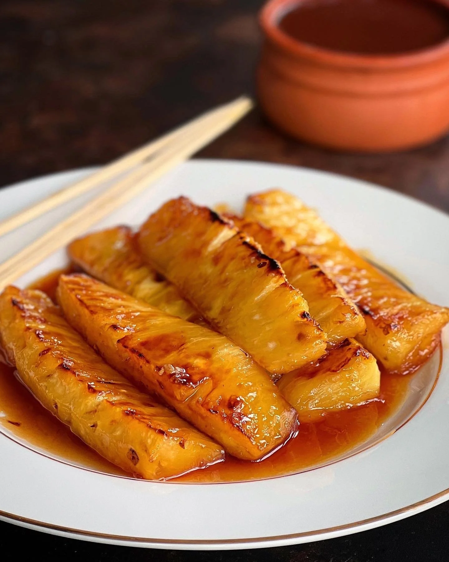 Nigella’s Caramelised Pineapple With Hot Chocolate Sauce