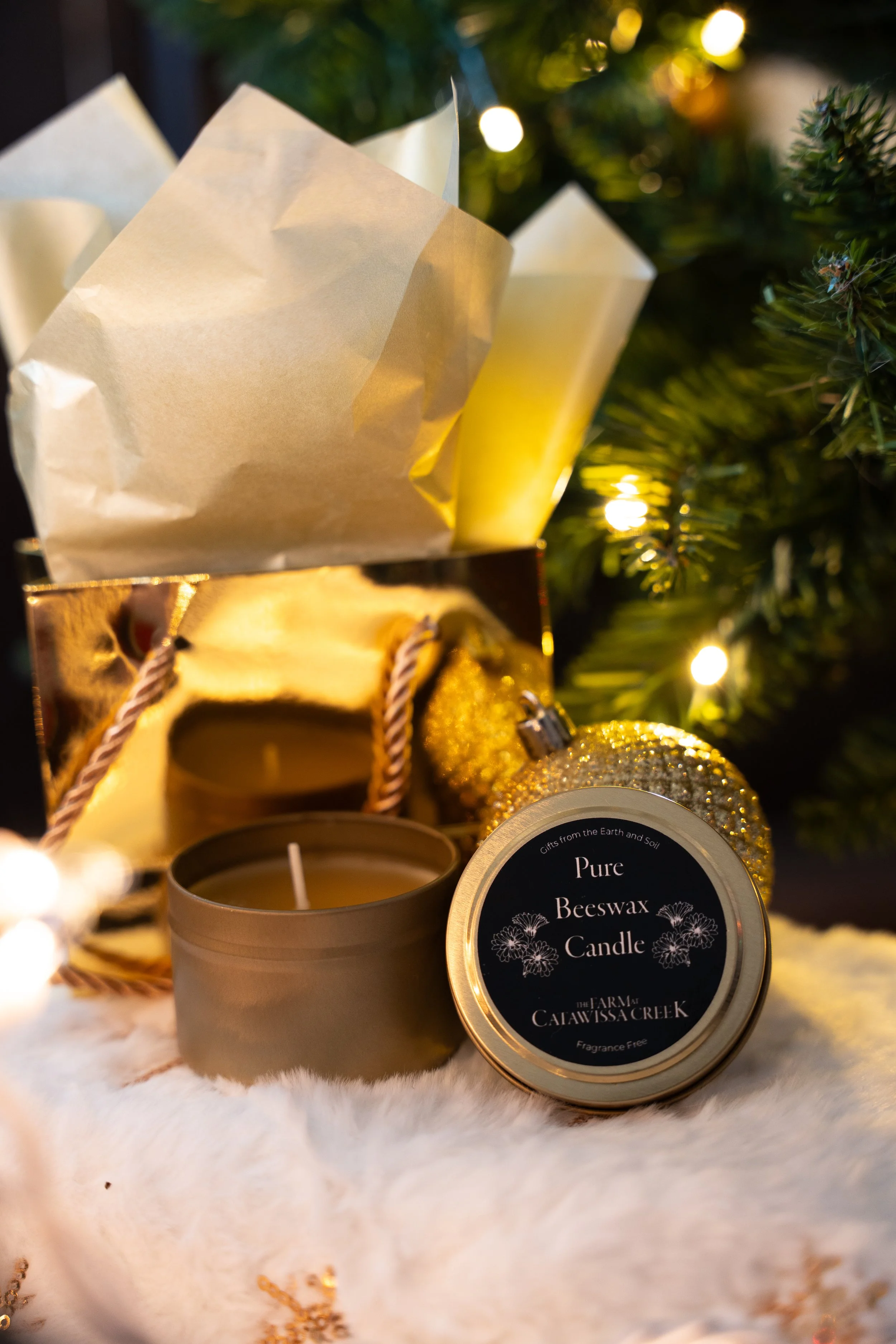 Pure Beeswax Candle - GOLD - Natural, Non-toxic, Clean burning