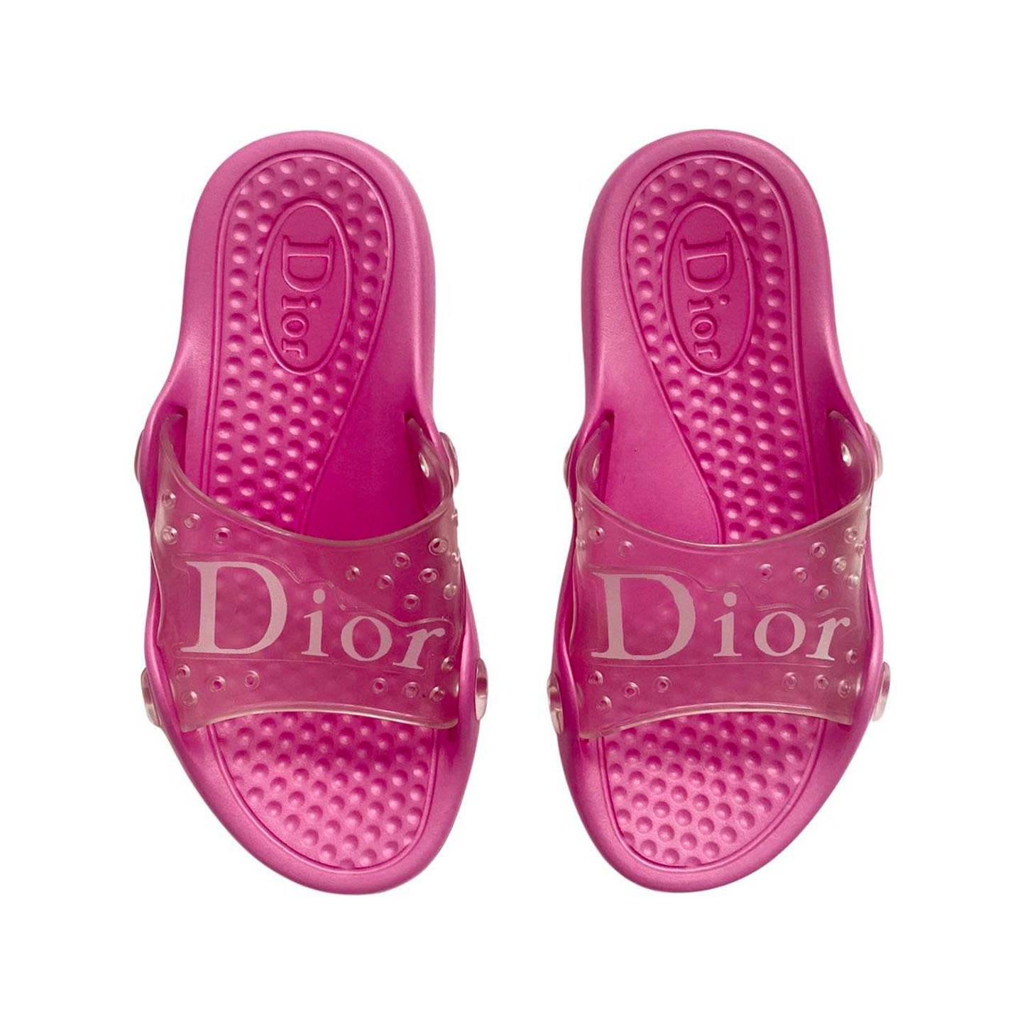 Christian Dior Bright Pink Dway Toile De Jouy Embroidered Slide Sandal   The Closet