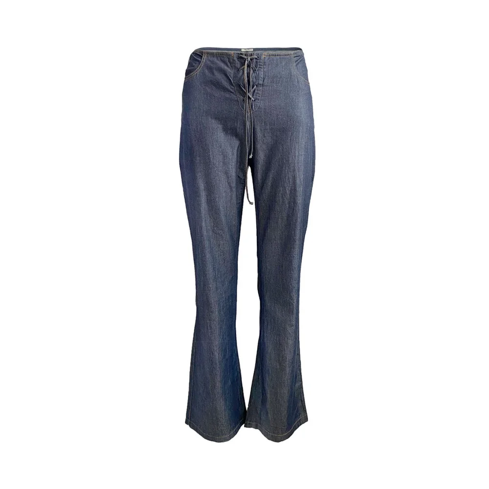 Vintage 2000s Miu Miu Lace Up Denim Jean Trousers — AMO Vintage