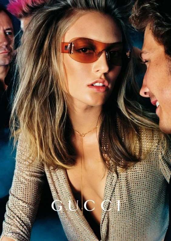 Gucci Vintage 2000s Blue Shield Wraparound Sunglasses — AMO Vintage