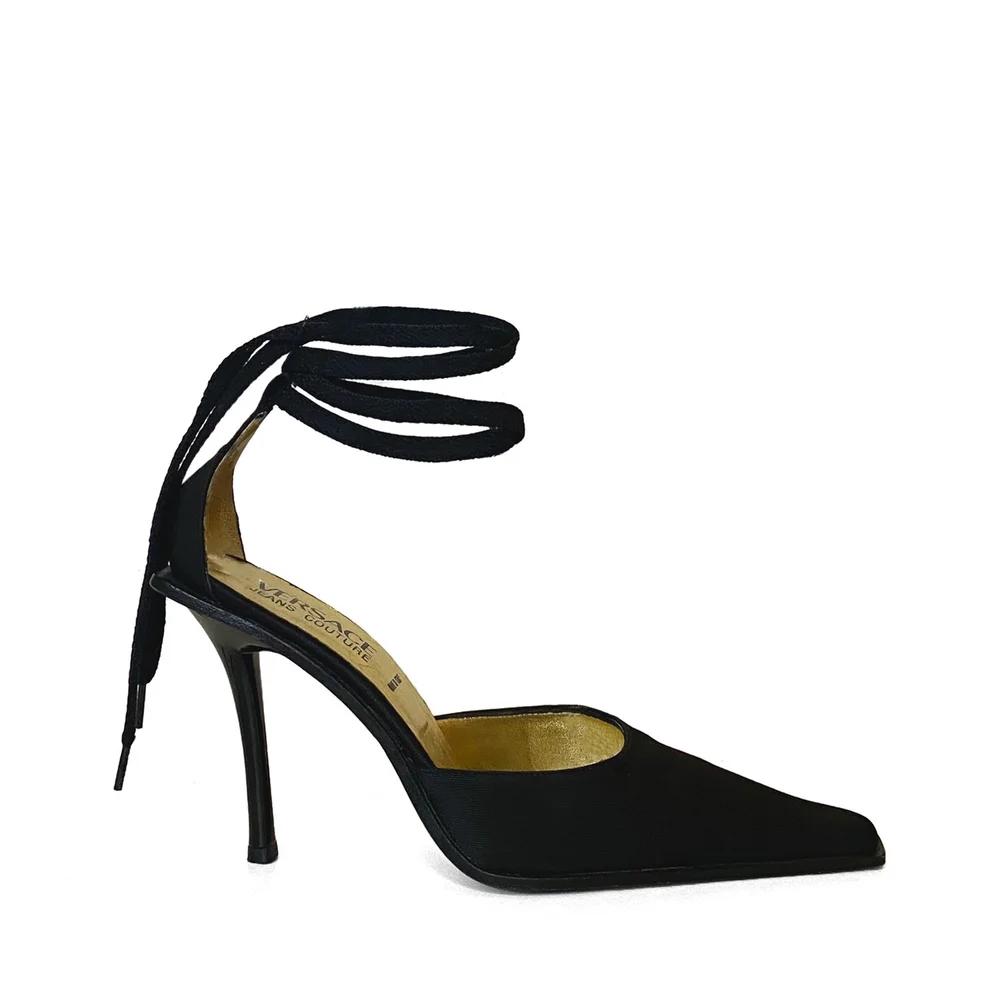 versace lace up heels