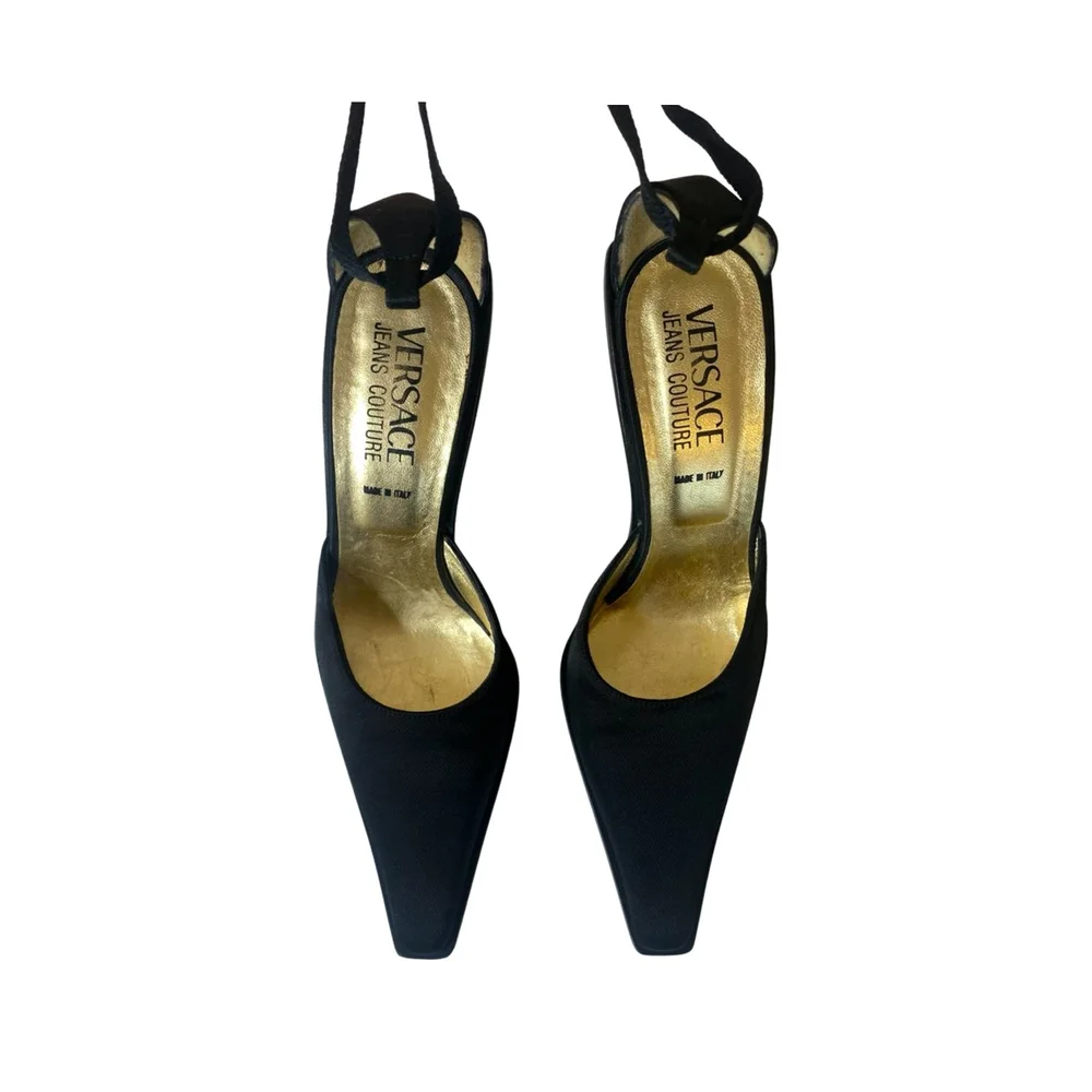 versace lace up heels