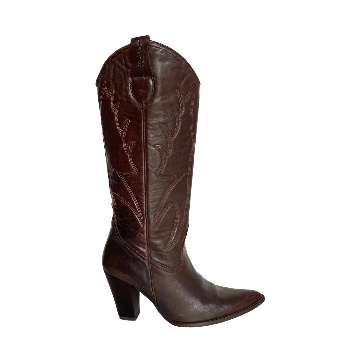 Vintage Whiskey Brown Leather Cowboy Boots (38)