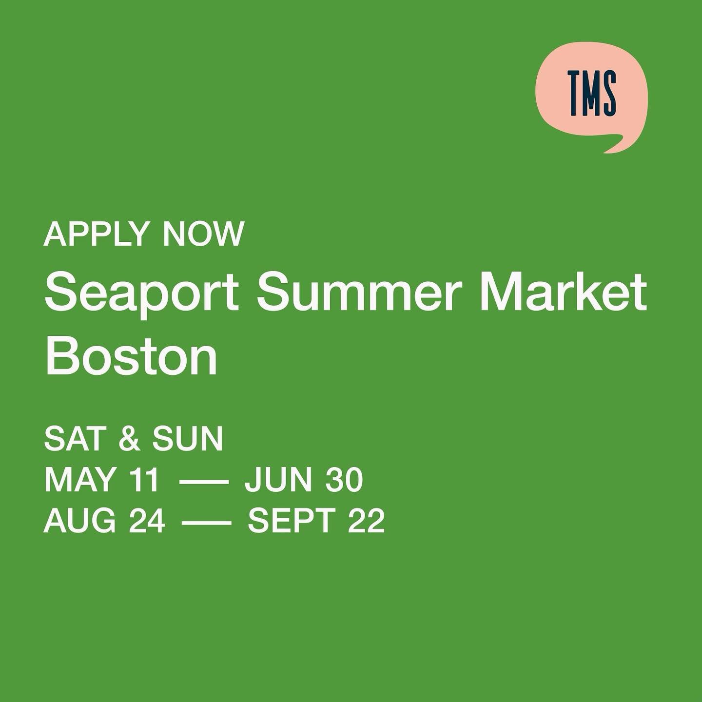 ☀️🌊 Registration is now open for Seaport Summer Market! Apply now to be part of the Boston&rsquo;s best outdoor market in @seaportbos 🤩😎 #linkinbio