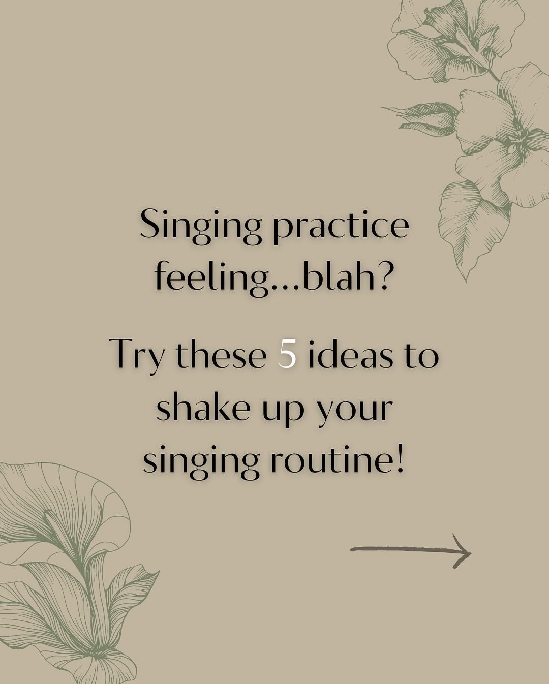 Singing practice feeling a little uninspired? 🥴

Try these five tips for breathing some life back into your singing routine! 🌬️

What are your favorite ways to shake up your singing practice? Let me know in the comments 👇

#singinglessons #singing