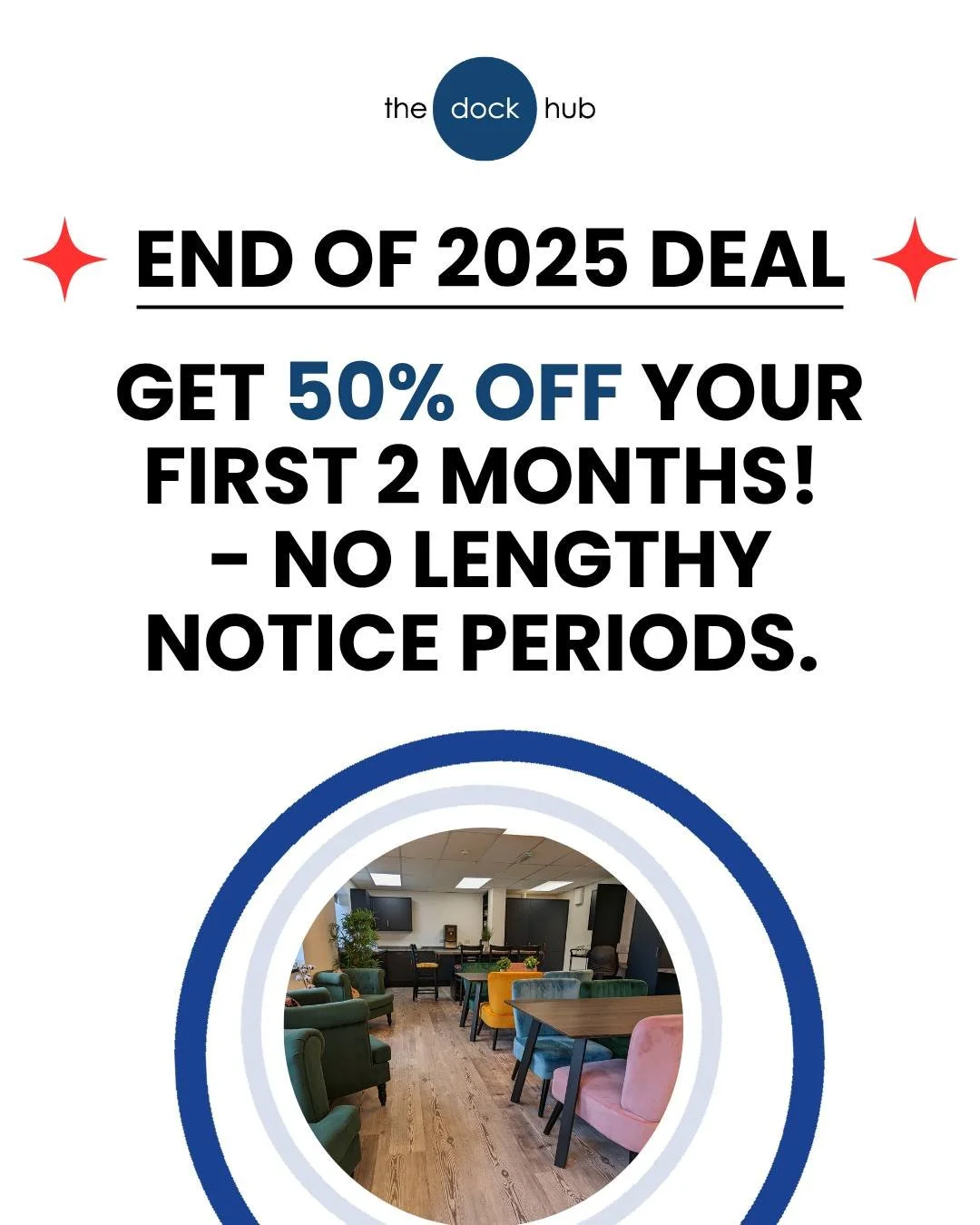 It&rsquo;s getting darker and the whispers of the festive season are in the air ✨
Before the year wraps up, we&rsquo;ve got a little something to brighten your workdays &mdash; 50% off your first two months at The Dock Hub.
Available until the end of