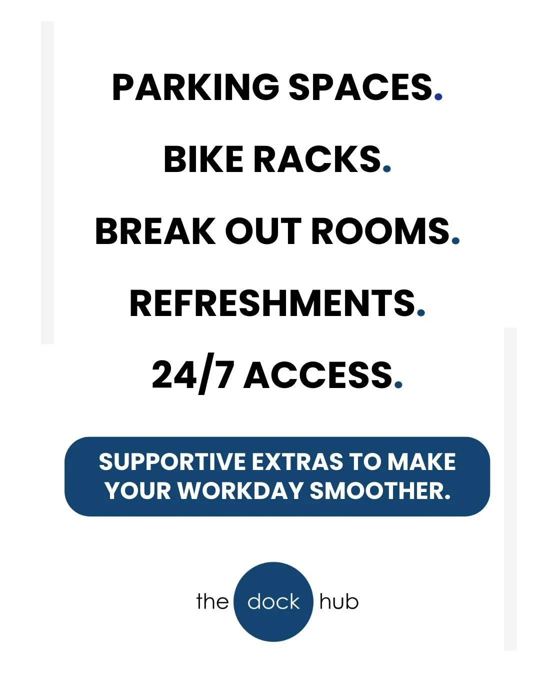 All the little things that make a big difference.
From bike racks to breakout rooms, we&rsquo;ve got the extras covered so you can focus on your work.
Supportive, simple, and designed to make your workday smoother.

#DockHubLife #CoworkingHove #WorkM