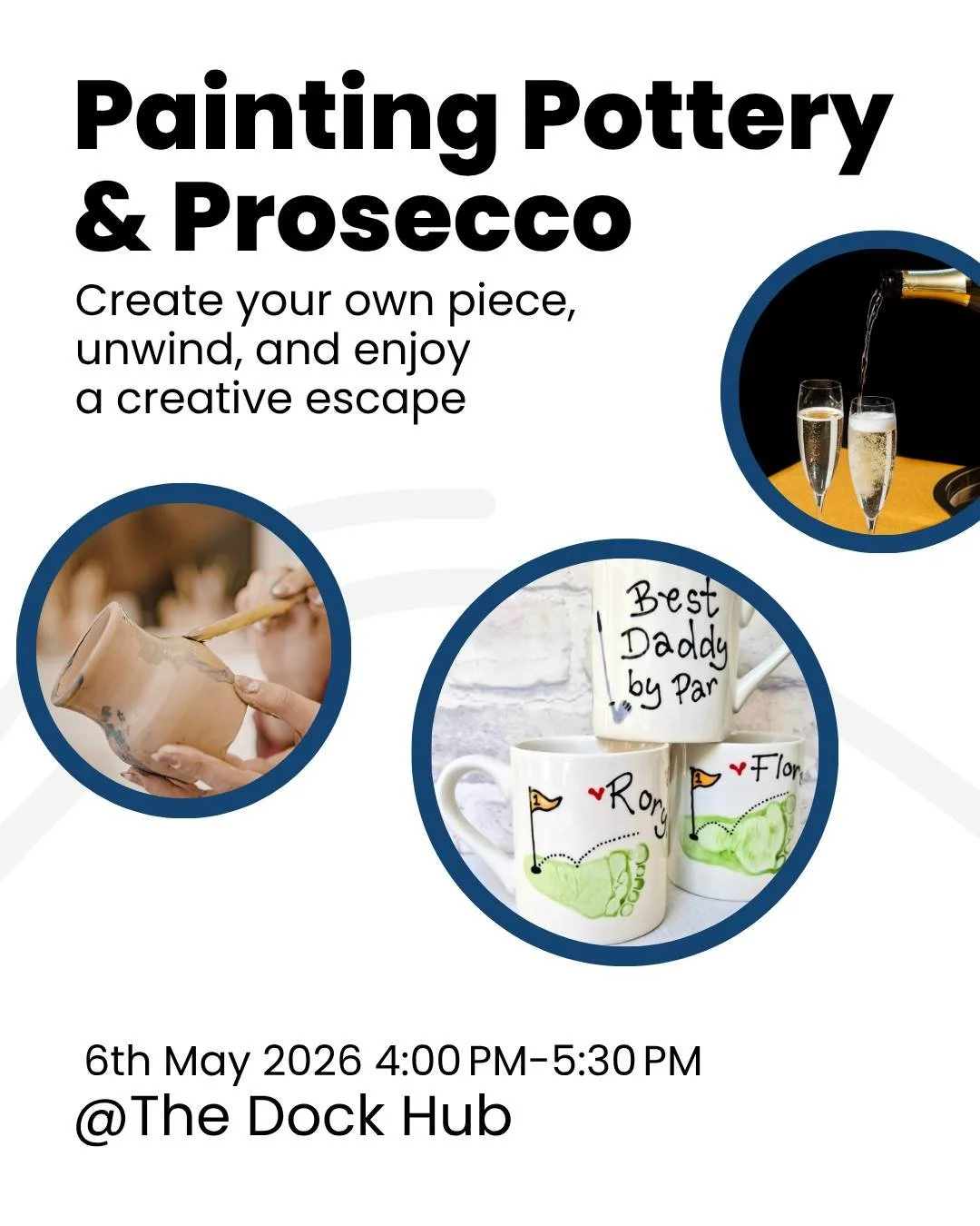 Looking for something a bit different? 🎨🥂

Join us for a relaxed afternoon of painting pottery &amp; prosecco at The Dock Hub with Emma from Popolo Ceramico. Create your own piece, unwind, and enjoy a creative escape, no experience needed.

📅 6th 
