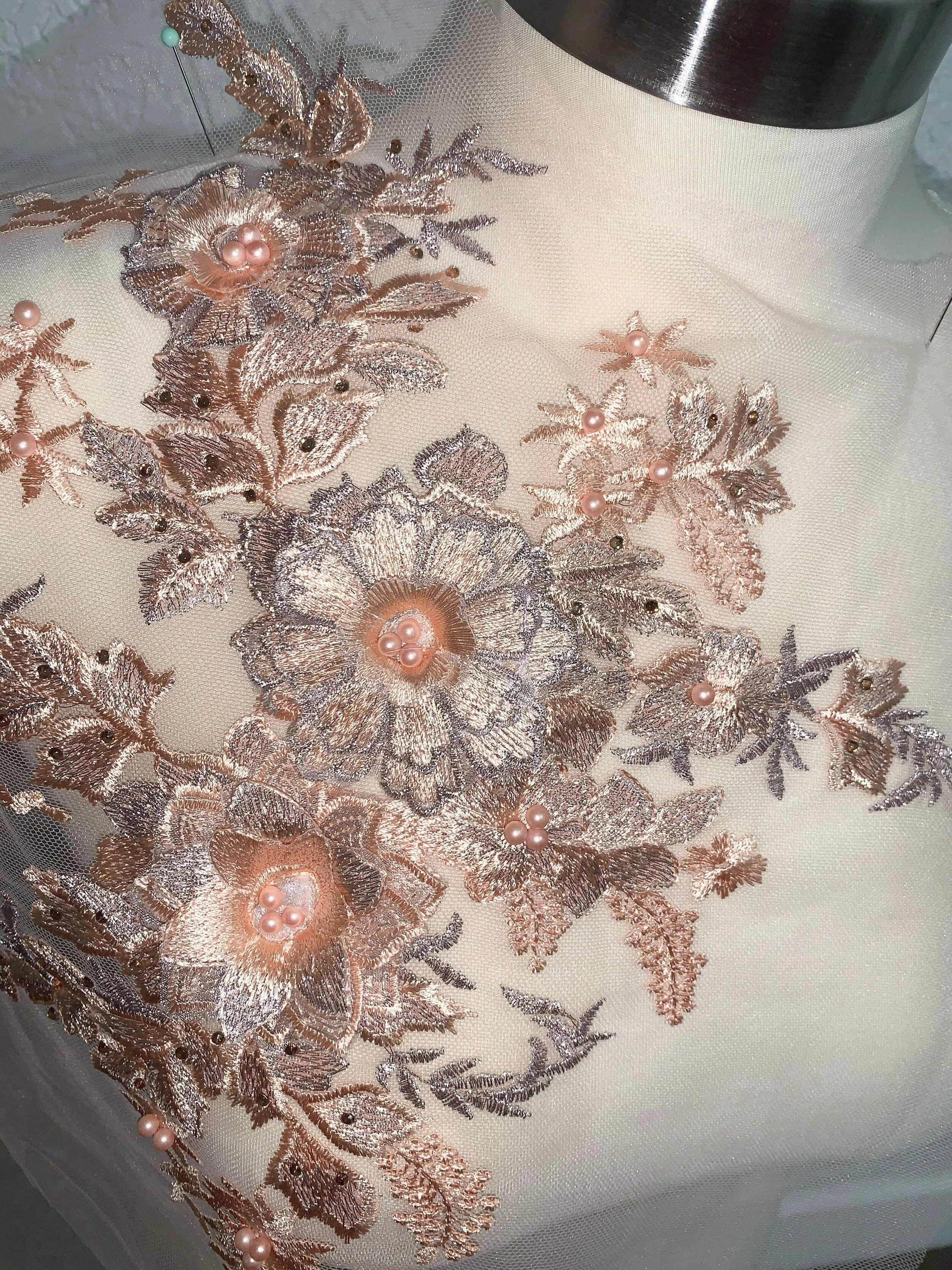 Peach floral Appliqué