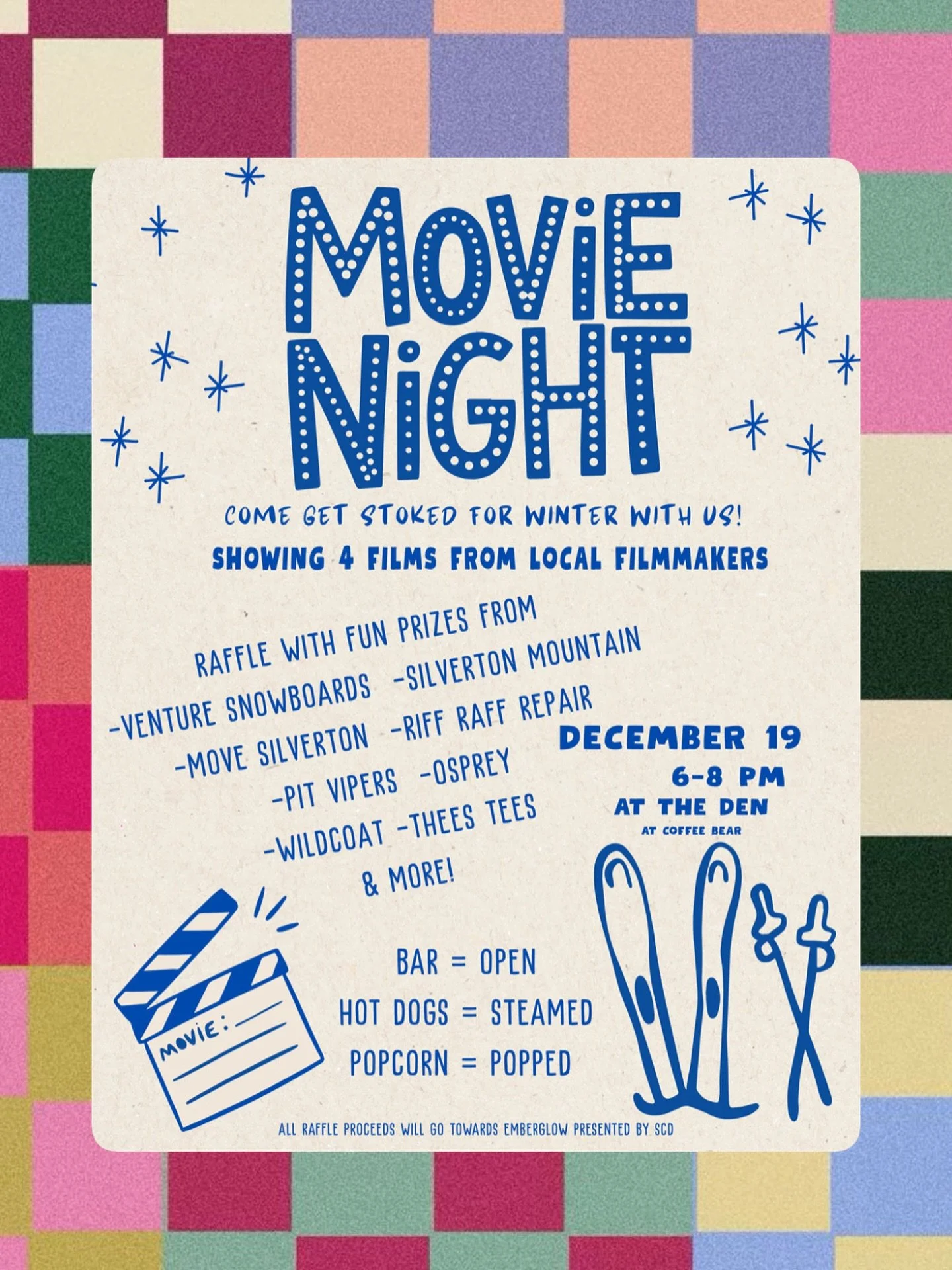 Join us for a local&rsquo;s movie night @theapresdensilverton on December 19! 📽️🍿🎬

Featuring films from local film makers @greg.cairns @galacticbrown @isaiahjboyle @ben_eng_photo &amp; more!

The night will include films, popcorn, a full(ish) bar