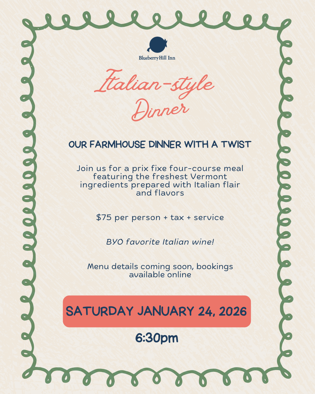 Italian-style Farmhouse Dinner