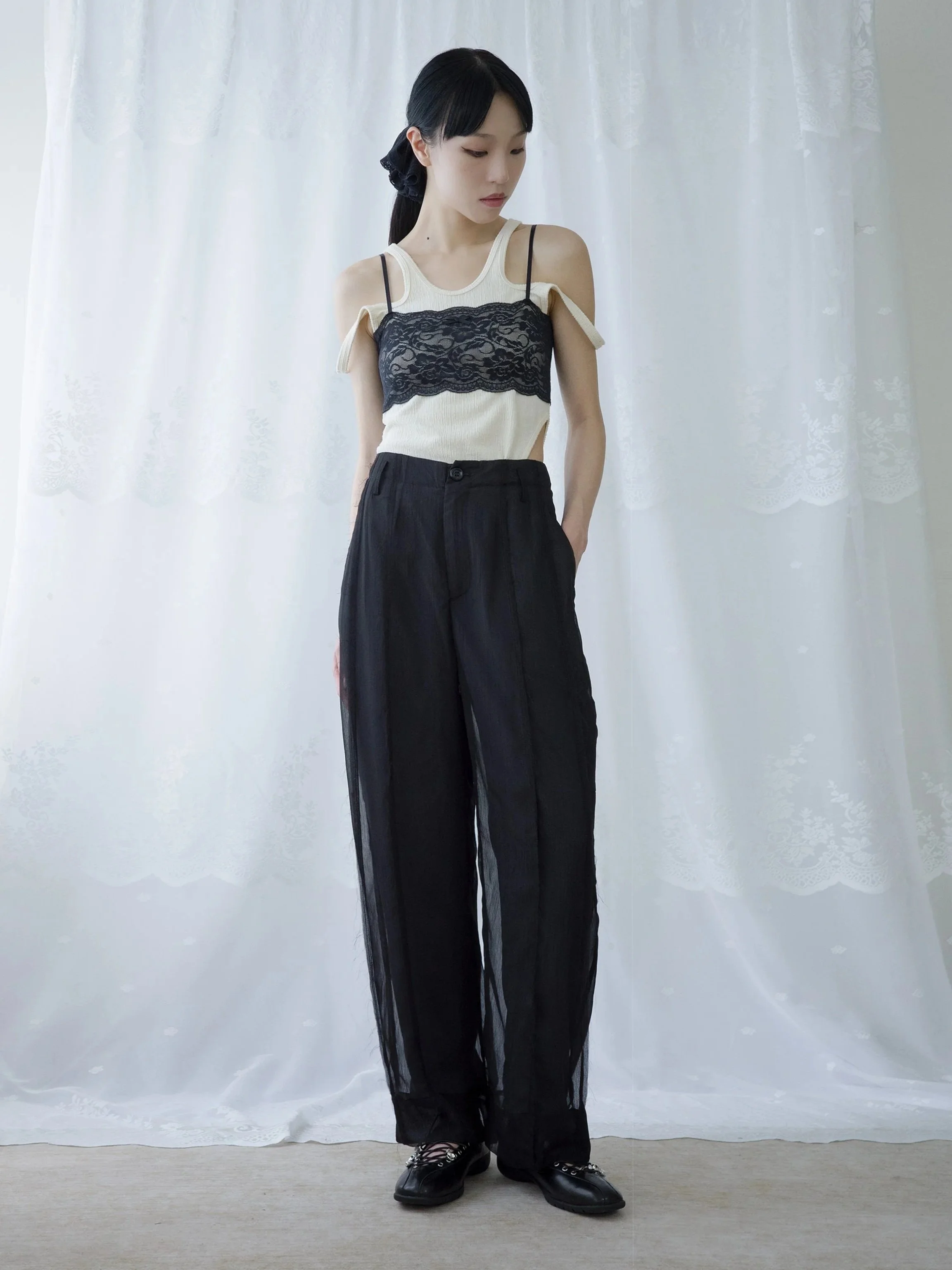 Tia Layered Trousers / Black Chiffon