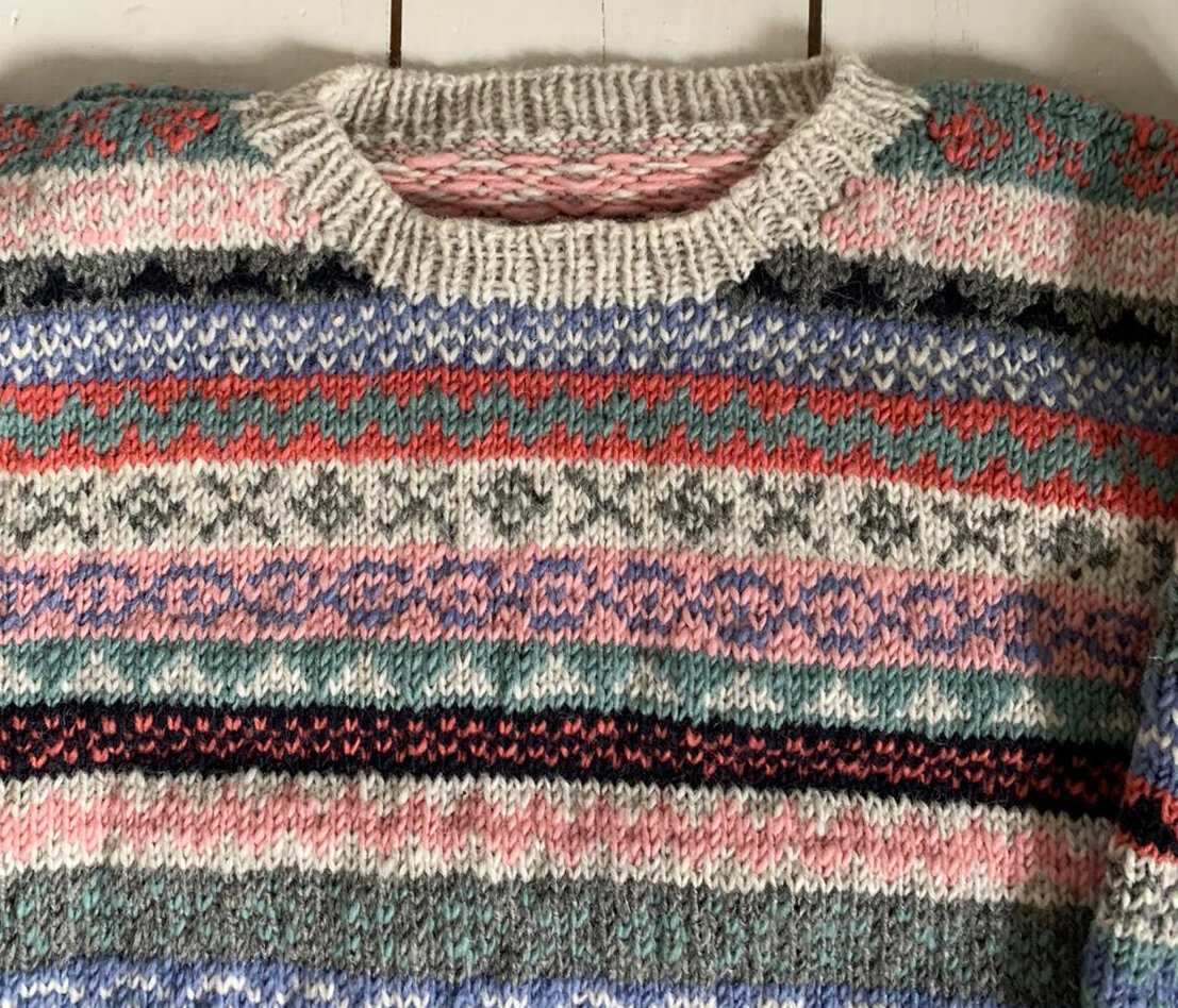 pachamama mens fair isle hand knitted wool jumper — The Preloved Edit