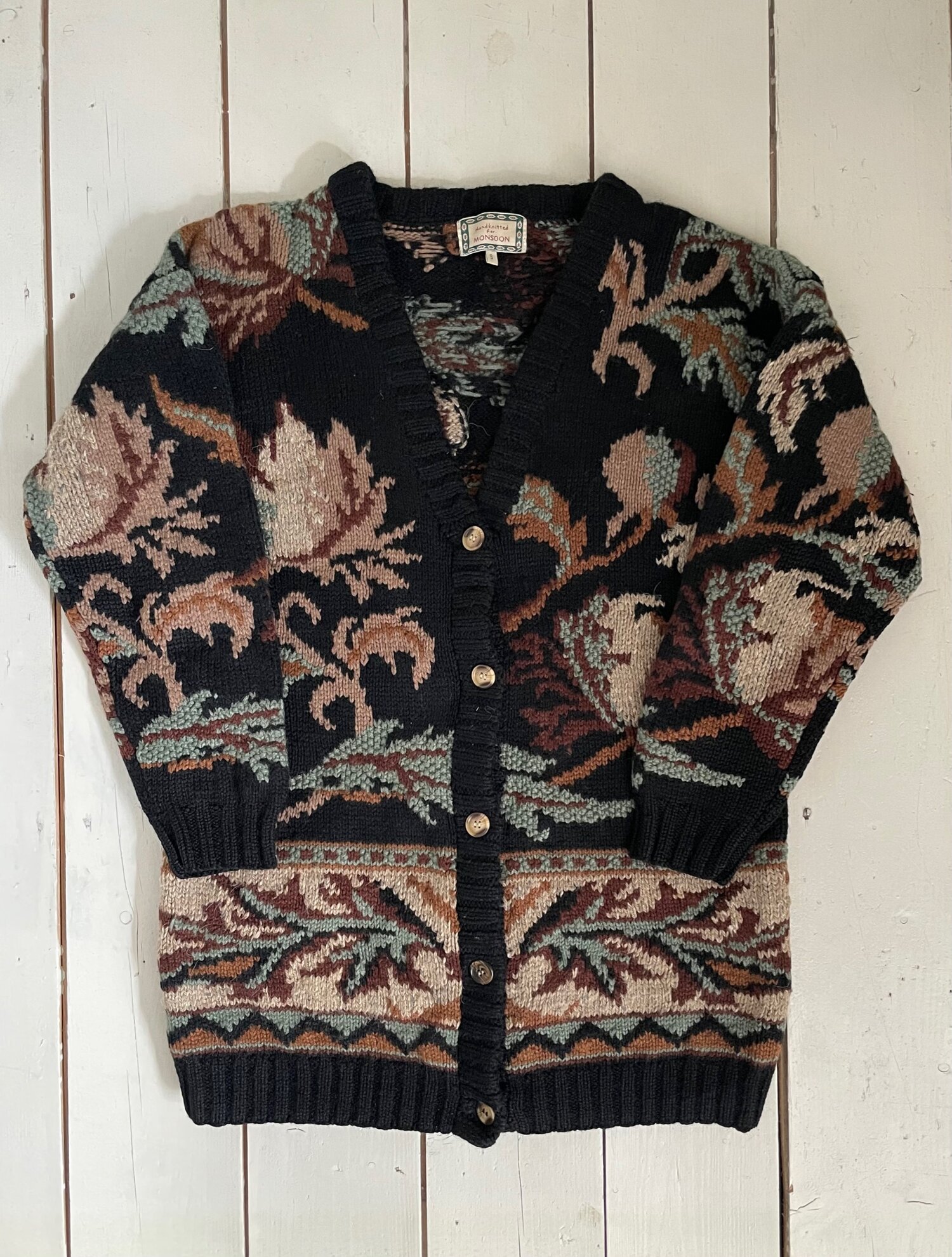 Men's Vintage Alpaca Button Down Cardigan Patterend Sweater