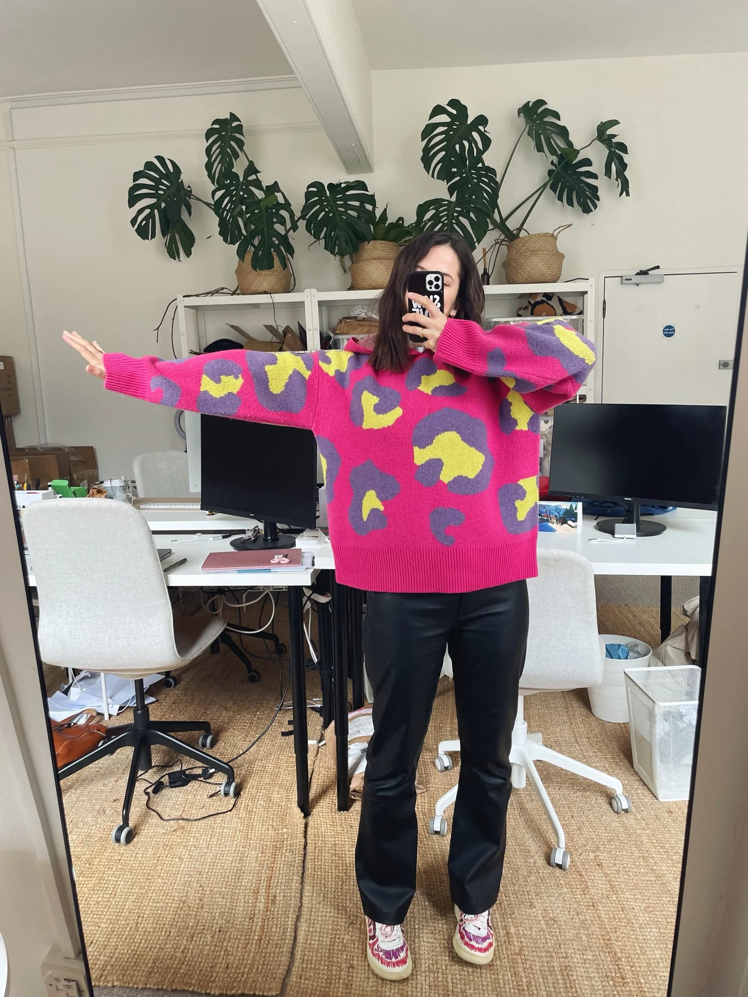 SLOW LOVE Pink Leopard Print Hooded Wool Jumper — The Preloved Edit