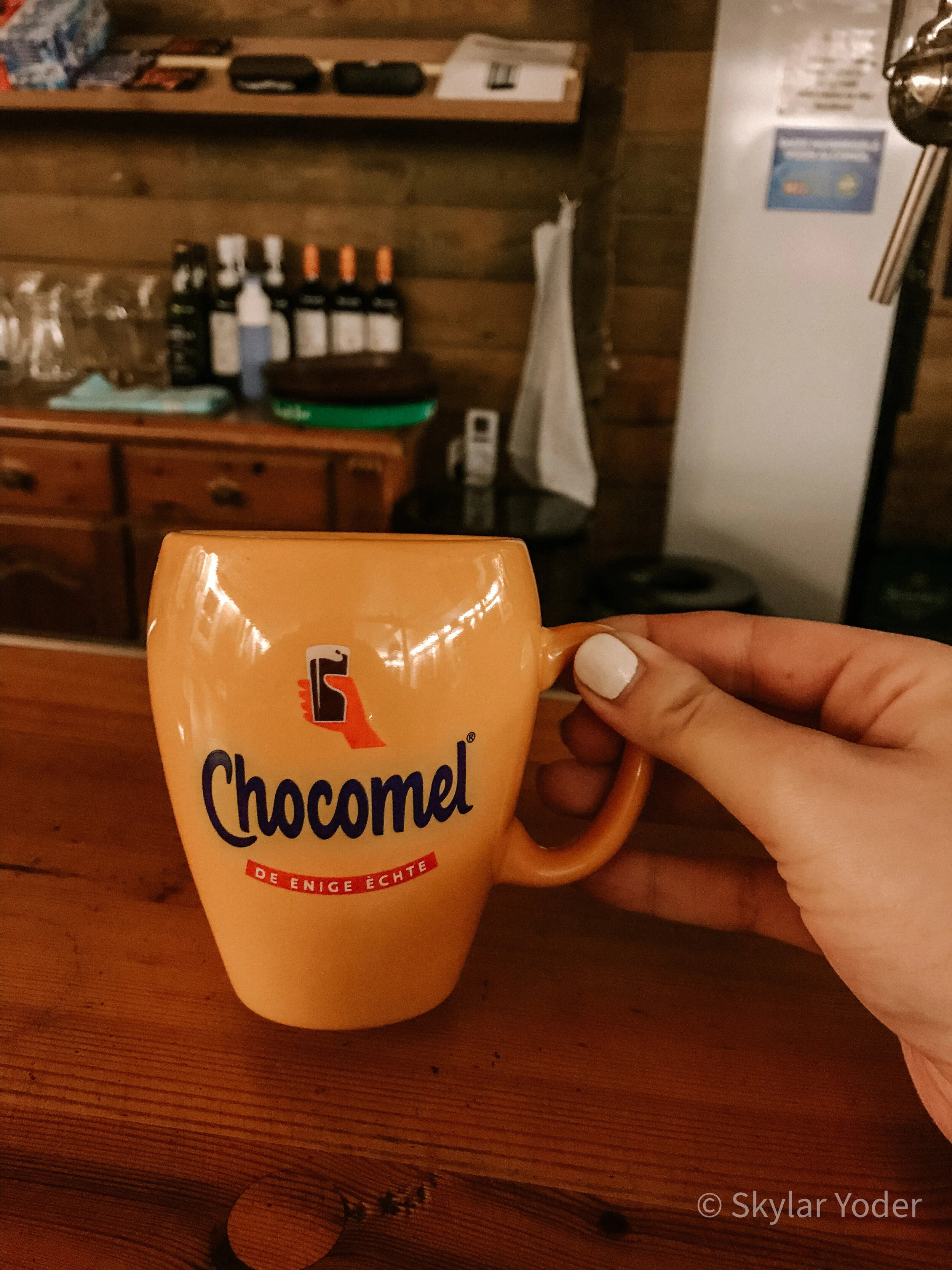 Enjoying a Warm Chocomel