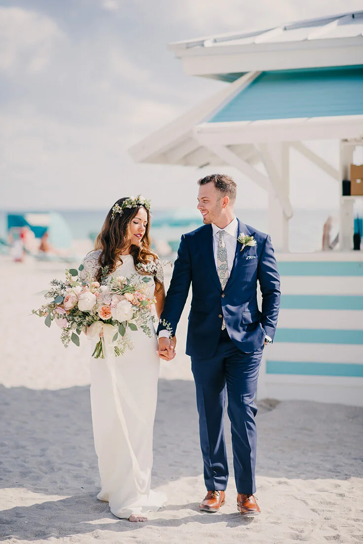 Peach and Pink Sunday Brunch Wedding on Miami Beach