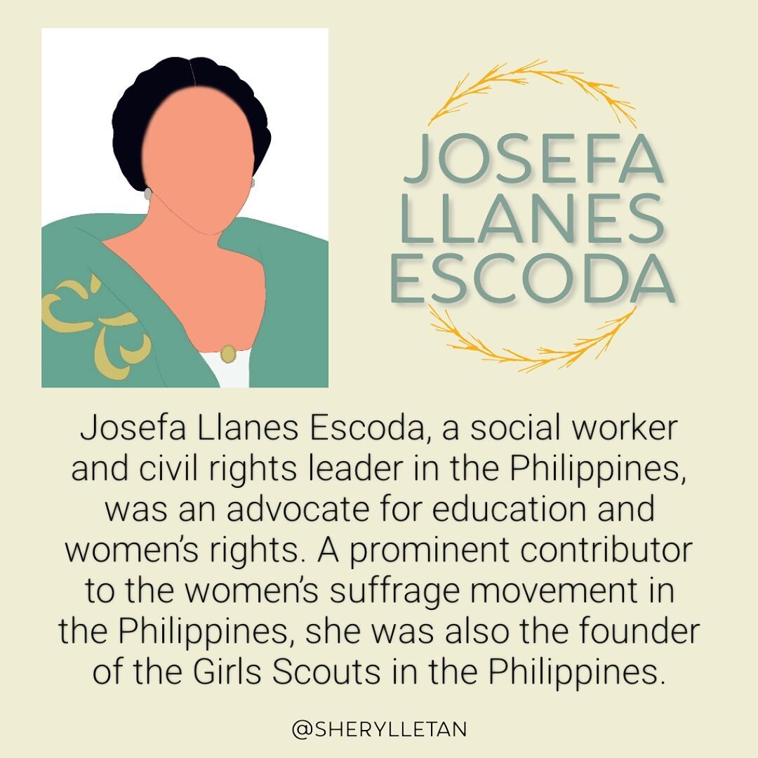 Let&rsquo;s learn more about women. Josefa Llanes Escoda was a social worker and civil rights leader in the Philippines🇵🇭 &ldquo;If you happen to survive, and I fail, tell our people that the women of the Philippines did their part also in making t