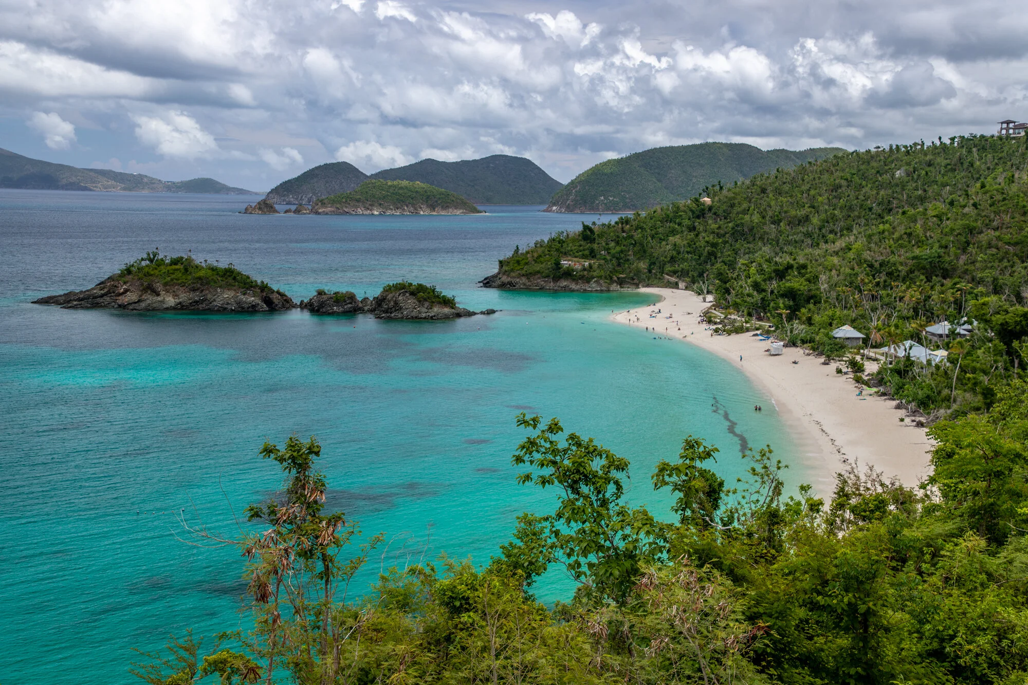 White sand and turquoise water at Trunk Bay on St. John