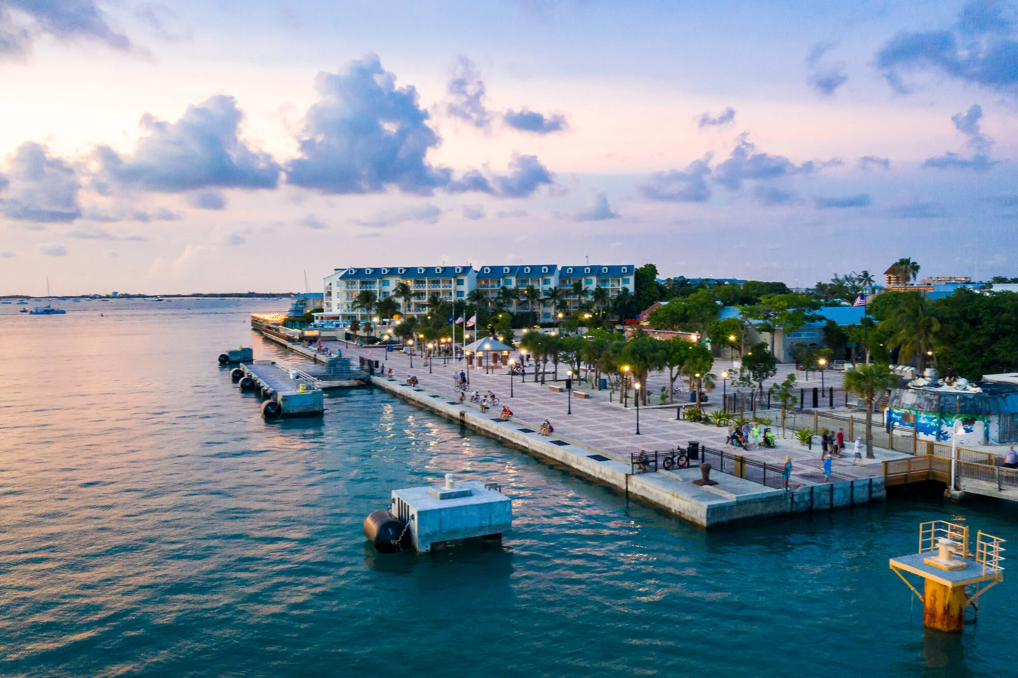 Sunset over Mallory Square and the waterfront in Key West