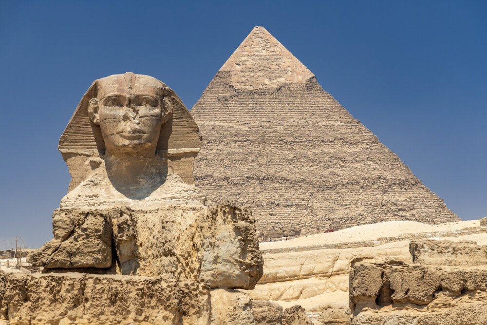 The Sphinx with the Pyramid of Khafre