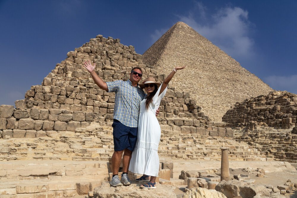 Tourist Photo in front of the Great Pyramid