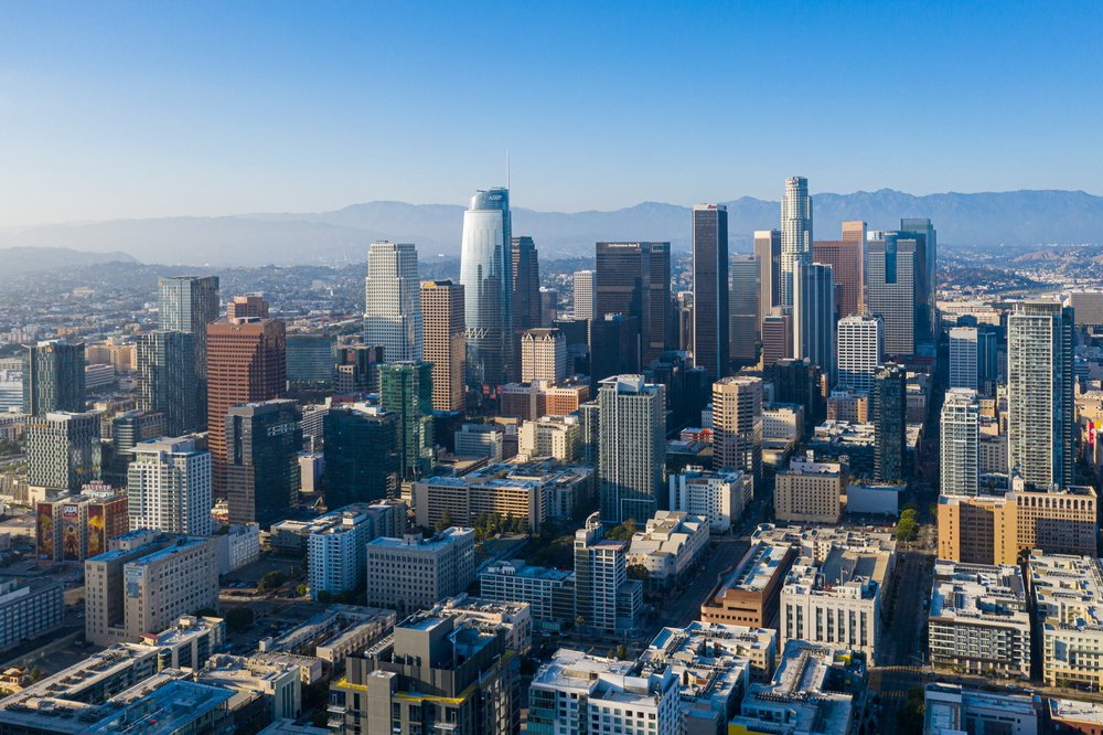 Los Angeles Skyline Drone Video