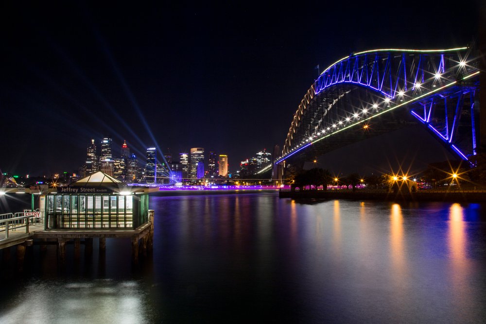 Sydney Harbor Bridge at Night Long Exposure