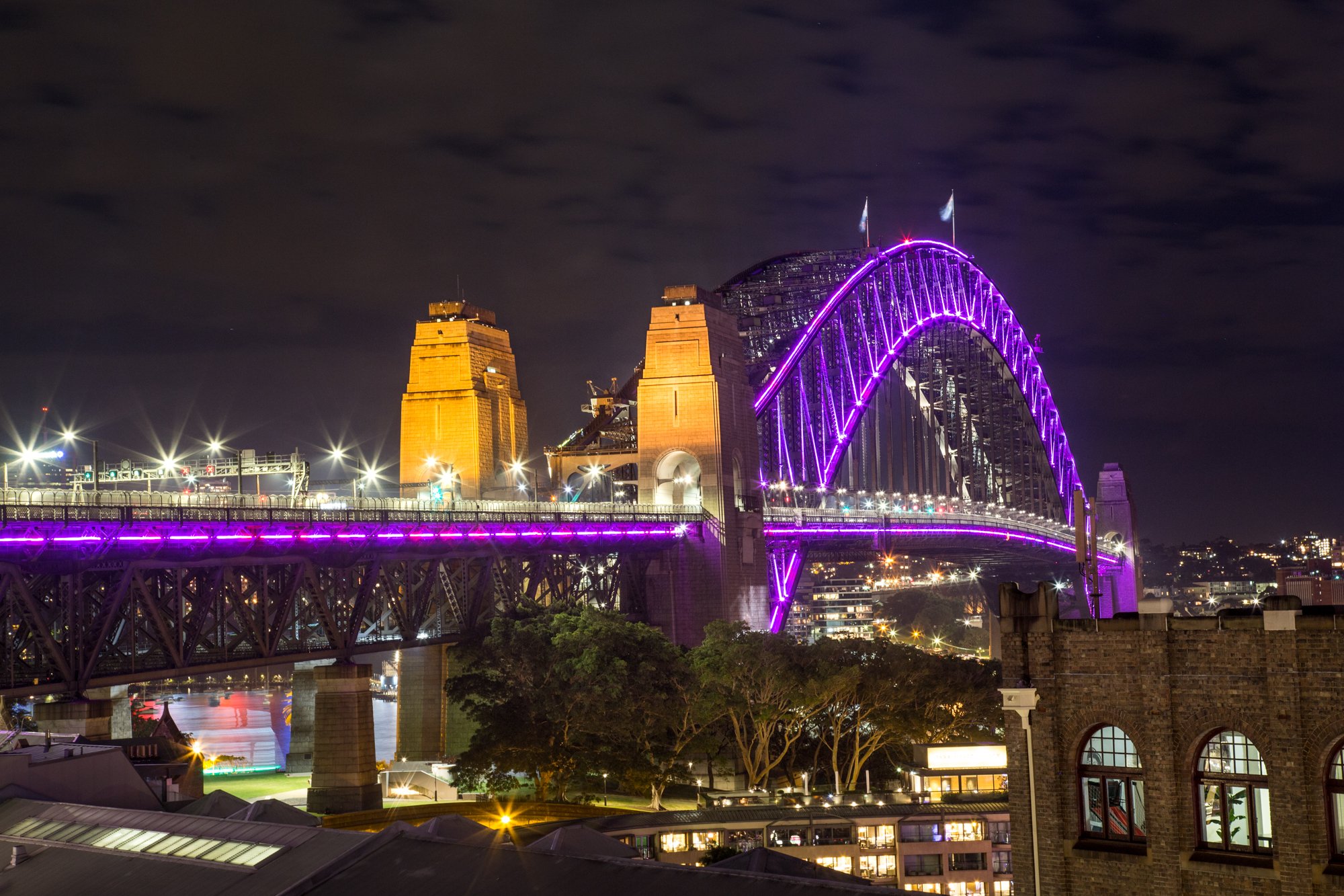 Sydney Harbor Bridge Overlooking the Rocks Vivid Sydney