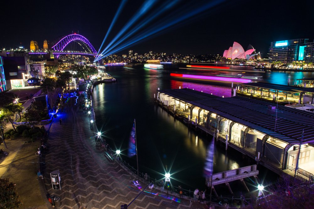 Circular Quay Vivid Sydney 2017 at Night